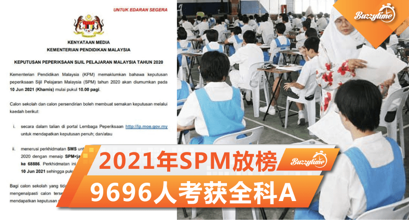 2021年SPM放榜　9696人考获全科A