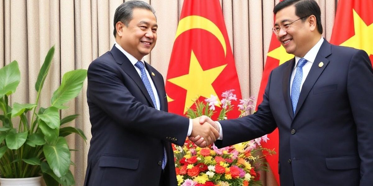 马来西亚国会下议院议长与越南官员握手